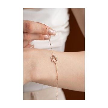 Nereze 925 Ayar Gümüş Rose Kartanesi Tasarım Bileklik