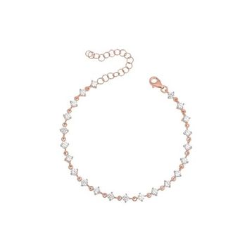 Nereze 925 Ayar Gümüş Rose Sıralı 3 Mm Beyaz Taşlı Bileklik