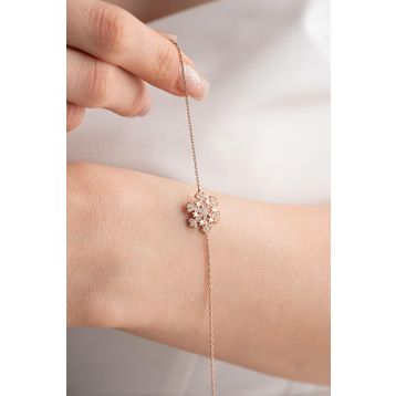 Nereze 925 Ayar Gümüş Rose Yıldız Detaylı Kartanesi Bileklik