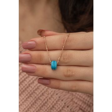 Nereze 925 Ayar Mavi Boncuk Toplu Zincir Kadın Gümüş Kolye