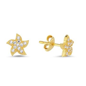 Nereze 925 Ayar Minik Gold Deniz Yıldızı Kadın Gümüş Küpe
