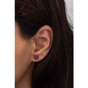 Nereze 925 Ayar Minik Pembe Taşlı Top Kadın Gümüş Küpe