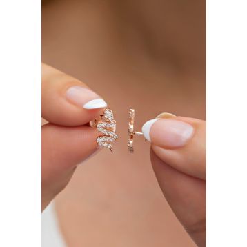 Nereze 925 Ayar Minik Zirkon Taşlı Yılan Kadın Gümüş Küpe