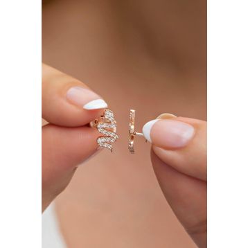 Nereze 925 Ayar Minik Zirkon Taşlı Yılan Kadın Gümüş Küpe