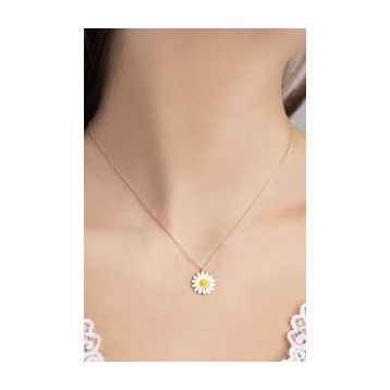 Nereze 925 Ayar Papatya Gümüş Kolye