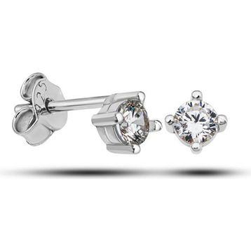 Nereze 925 Ayar Pırlanta Montür 3 mm Tektaş Gümüş Küpe
