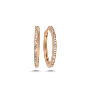 Nereze 925 Ayar Rose 25 mm Tamtur Halka Kadın Gümüş Küpe