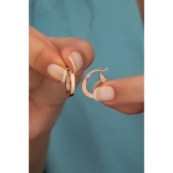 Nereze 925 Ayar Rose Halka Şarnel Kadın Gümüş Küpe