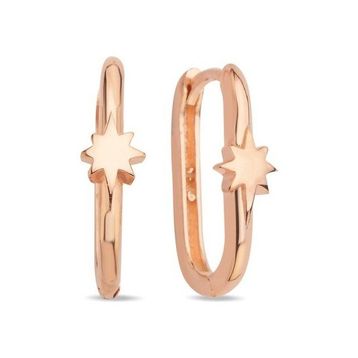 Nereze 925 Ayar Rose Kaplama Yıldızlı U Model Gümüş Küpe
