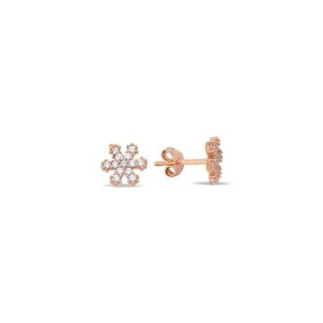 Nereze 925 Ayar Rose Minik Kartanesi Kadın Gümüş Küpe