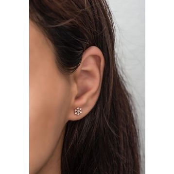 Nereze 925 Ayar Rose Minik Kartanesi Kadın Gümüş Küpe