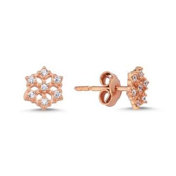 Nereze 925 Ayar Rose Minik Kartanesi Kadın Gümüş Küpe