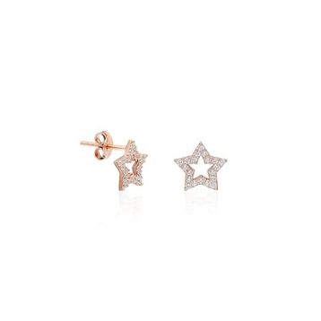 Nereze 925 Ayar Rose Zirkon Taşlı Yıldız Kadın Gümüş Küpe