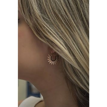 Nereze 925 Ayar Siyah Zirkon Taşlı Güneş Model Kadın Gümüş Küpe