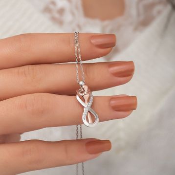 Nereze 925 Ayar Sonsuzluk Sarılan Çift Kadın Gümüş Kolye