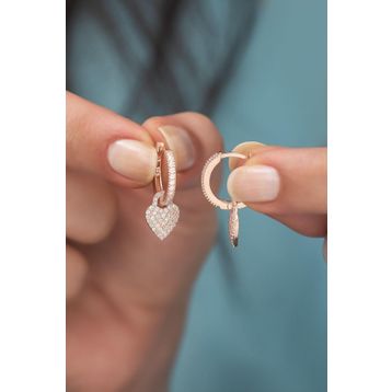 Nereze 925 Ayar Zirkon Taşlı Kalp Kadın Gümüş Küpe