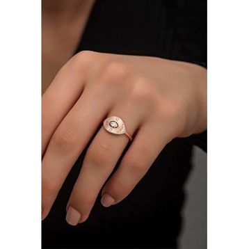 Nereze Ayarlanabilir Zirkon Taşlı Rose Tasarım 925 Ayar Gümüş Yüzük