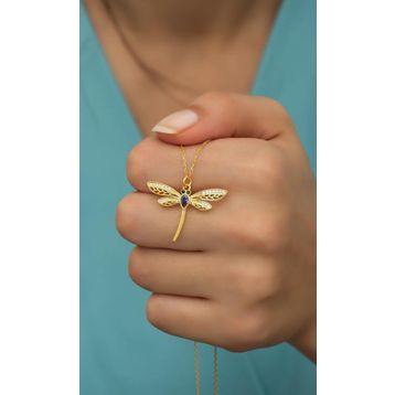 Nereze NRZ99731 925 Ayar Gümüş Gold Zirkon Taşlı Yusufcuk Kolye