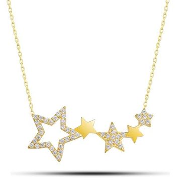 Nereze NRZ99735 Gold 5li Yıldız Yolu 925 Ayar Gümüş Kolye