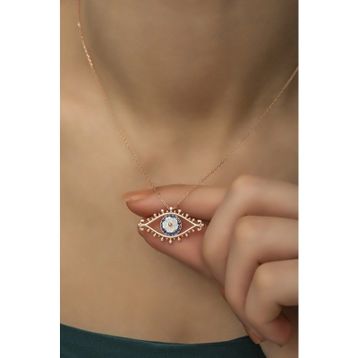 Nereze NRZ998257 925 Ayar Gümüş Manolya Çiçeği Detay Göz Kolye