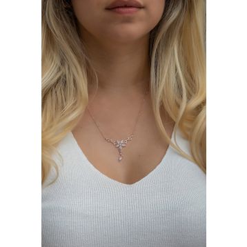 Nereze NRZ998520 925 Ayar Rose Sarmaşık Model Yıldız Detaylı Kadın Gümüş Kolye