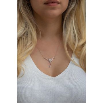 Nereze NRZ998520 925 Ayar Rose Sarmaşık Model Yıldız Detaylı Kadın Gümüş Kolye