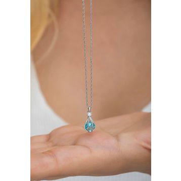 Nereze NRZ998523 925 Ayar Gümüş Aquamarin Taşlı Balon Kolye