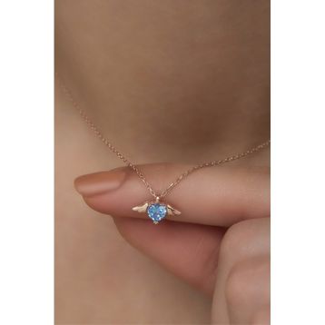Nereze NRZ998537 925 Ayar Melek Kanatlı Uçuşan Kalp Kadın Gümüş Kolye