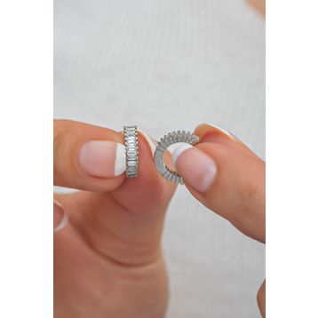 Nereze NRZ998596 925 Ayar Gümüş 10 mm Baget Taşlı Tamtur Küpe