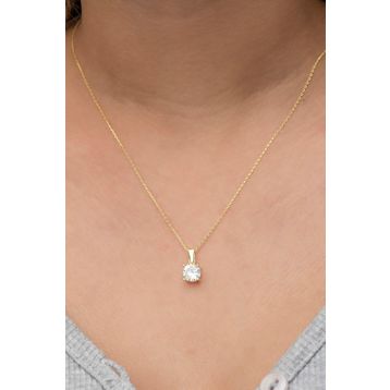 Nereze NRZ9986783 925 Ayar Gold Tektaş Tasarım Gümüş Kolye