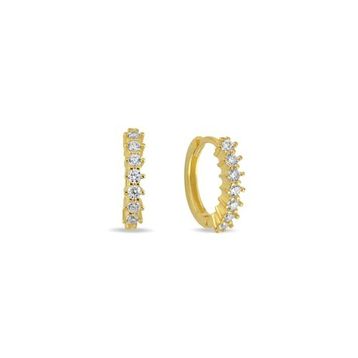 Nereze NRZ998799 925 Ayar Gümüş Gold 15 Mm Zirkon Taşlı Halka Küpe