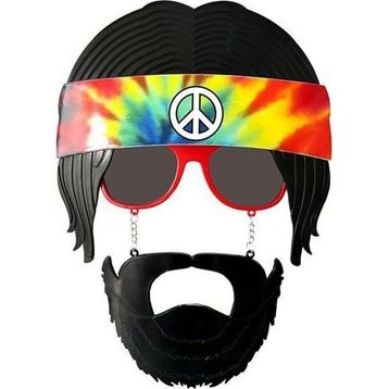 Nessi World 26x18 cm Siyah Saçlı Bandana Tasarımlı Hippi Parti Gözlüğü