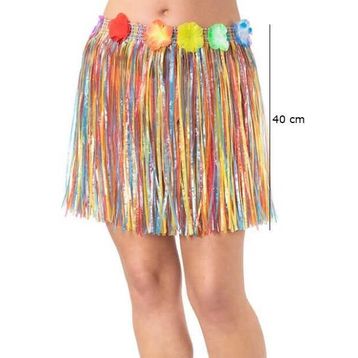 Nessi World 40 cm Yetişkin ve Çocuk Uyumlu Rengarenk Püsküllü Hawaii Luau Hula Etek