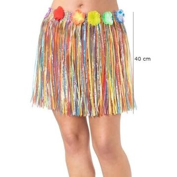Nessi World 40 cm Yetişkin ve Çocuk Uyumlu Rengarenk Püsküllü Hawaii Luau Hula Etek