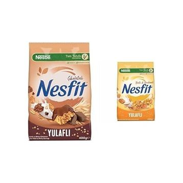 Nestlé 400 gr Nesfit Çikolatalı Tam Tahıl ve Pirinç Gevreği + 400 gr Nesfit Ballı ve Bademli Tam Tahıl ve Pirinç Gevreği