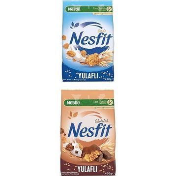 Nestlé 420 gr Nesfit Sade Tam Tahıl ve Pirinç Gevreği + 400 gr Nesfit Çikolatalı Tam Buğday ve Pirinç Gevreği