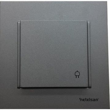 Netelsan 20007 Antrasıt Byobu Cocuk Korumalı Kapaklı Topraklı Priz