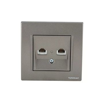 Netelsan Byobu Antrasit Cat3 Cat6 Çerçeveli Data Nümeris Telefon Priz