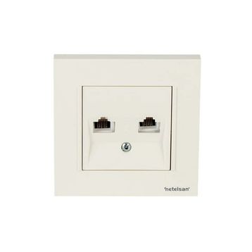 Netelsan Byobu Beyaz Data-Nümeris Cat3-Cat6 Çerçeveli Telefon Priz