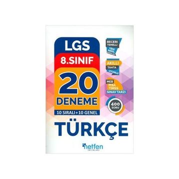 Netfen Yayınları 8. Sınıf Lgs 20 Türkçe Deneme