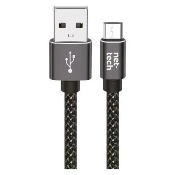 Nettech NT-DC02 300 cm Siyah İp Örgü Micro Şarj ve Data Kablosu