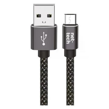 Nettech NT-DC02 300 cm Siyah İp Örgü Micro Şarj ve Data Kablosu