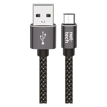 Nettech NT-DC02 300 cm Siyah İp Örgü Micro Şarj ve Data Kablosu
