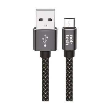 Nettech NT-DC02 300 cm Siyah İp Örgü Micro Şarj ve Data Kablosu