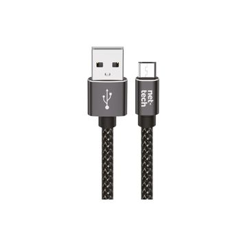 Nettech NT-DC02 300 cm Siyah İp Örgü Micro Şarj ve Data Kablosu