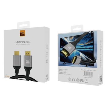 Nettech NT-HD01 1.5 mt Siyah 4K İp Örgü HDMI Kablo