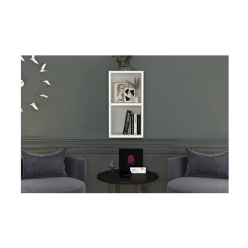 Nettrends DVR-1035 Beyaz 35 cm Kitaplıklı İkili Duvar Rafı