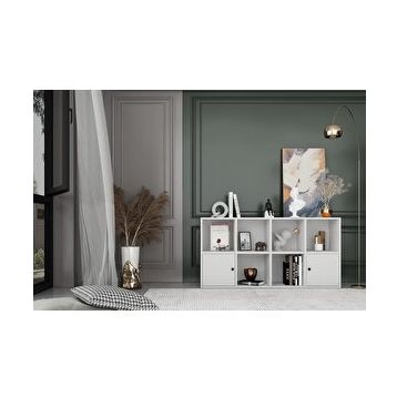 Nettrends KTP-1083-Ç Beyaz 130 cm 2 Kapaklı Raflı Kitaplık