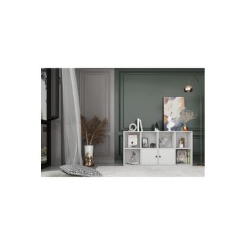 Nettrends KTP-1084-Ç Beyaz 130 cm 2 Kapaklı Raflı Kitaplık