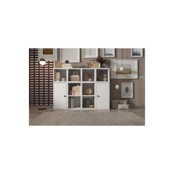 Nettrends KTP-1098-Ç Beyaz 130 cm 2 Kapaklı Raflı Kitaplık